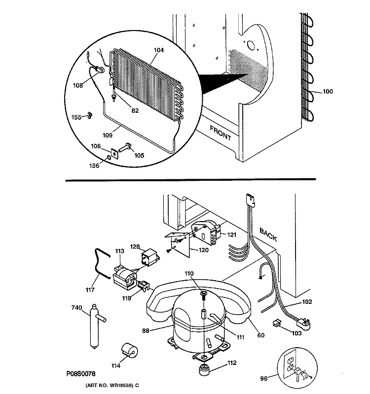 UNIT PARTS Diagram and Parts List for FUF14DADRWH  General Electric Freezer