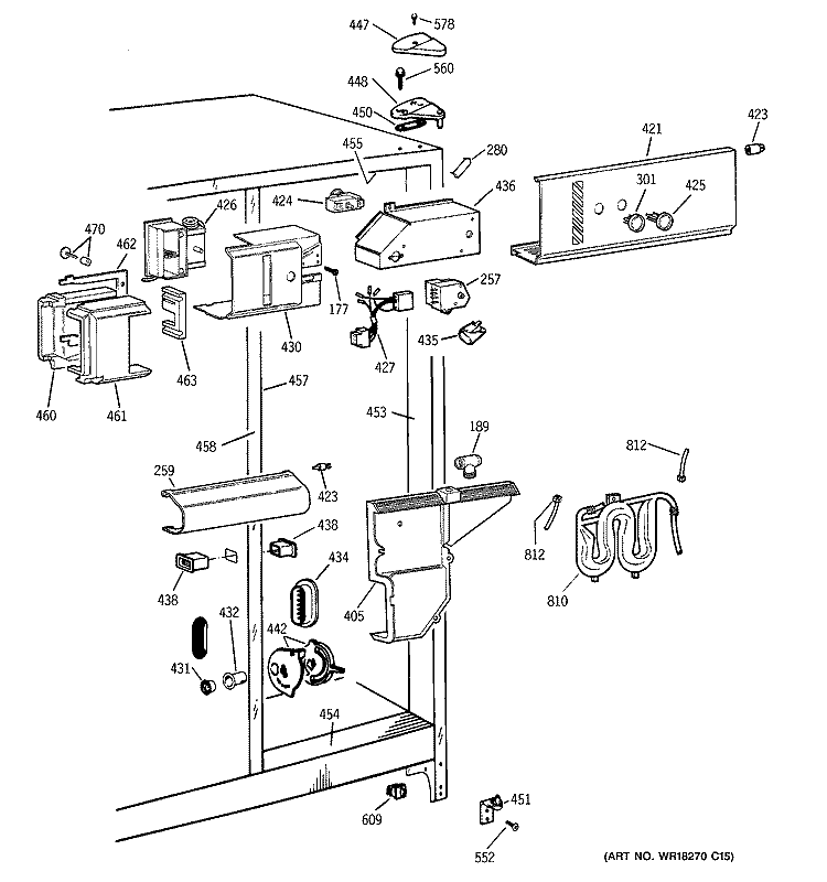 FRESH FOOD SECTION Diagram and Parts List for TFG25PRBCBS  General Electric Refrigerator