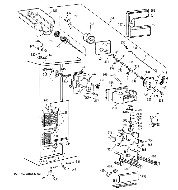 FREEZER SECTION Diagram and Parts List for TFG28PFCCBS  General Electric Refrigerator