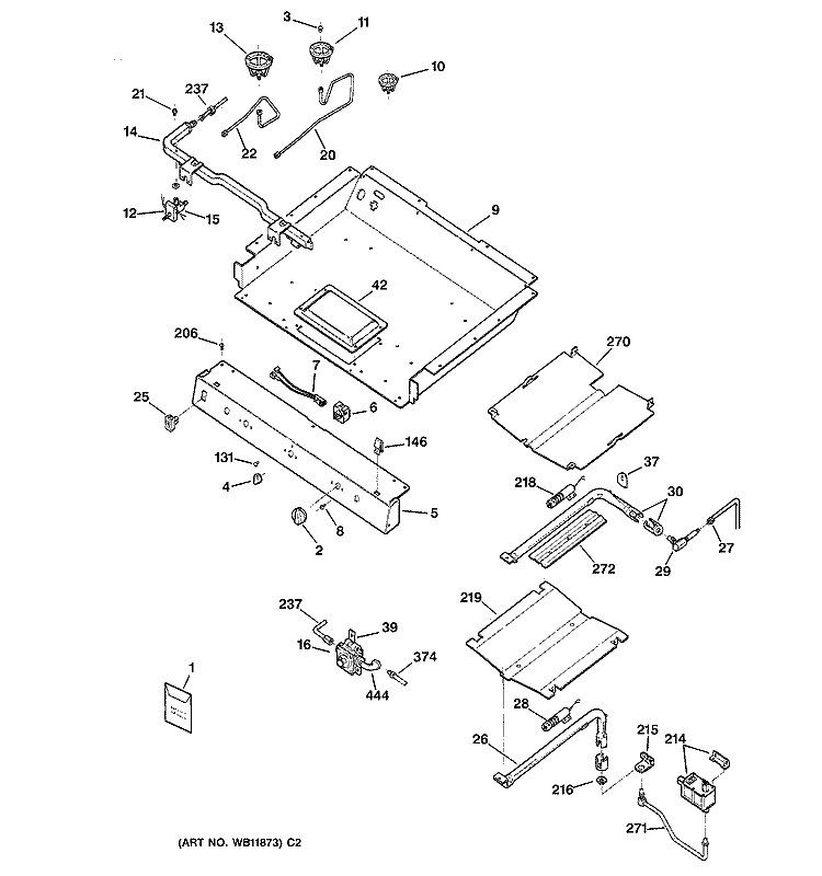 GAS BURNER Diagram and Parts List for JGBP86BEB1BB  General Electric Range