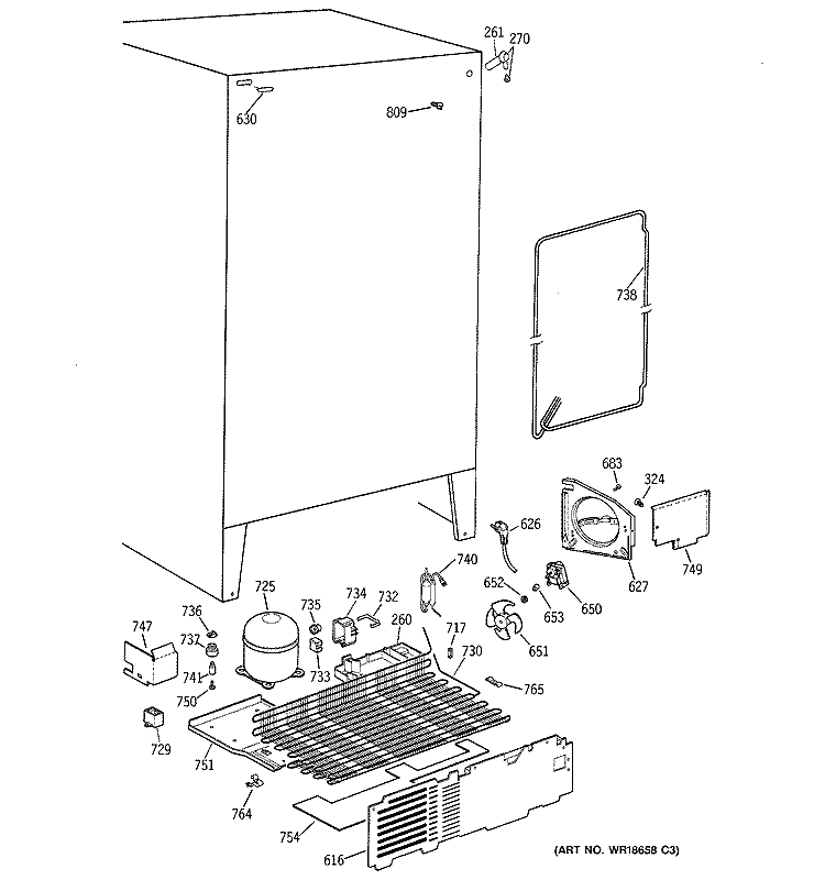 UNIT PARTS Diagram and Parts List for CSX22GABEWW  Hotpoint Refrigerator