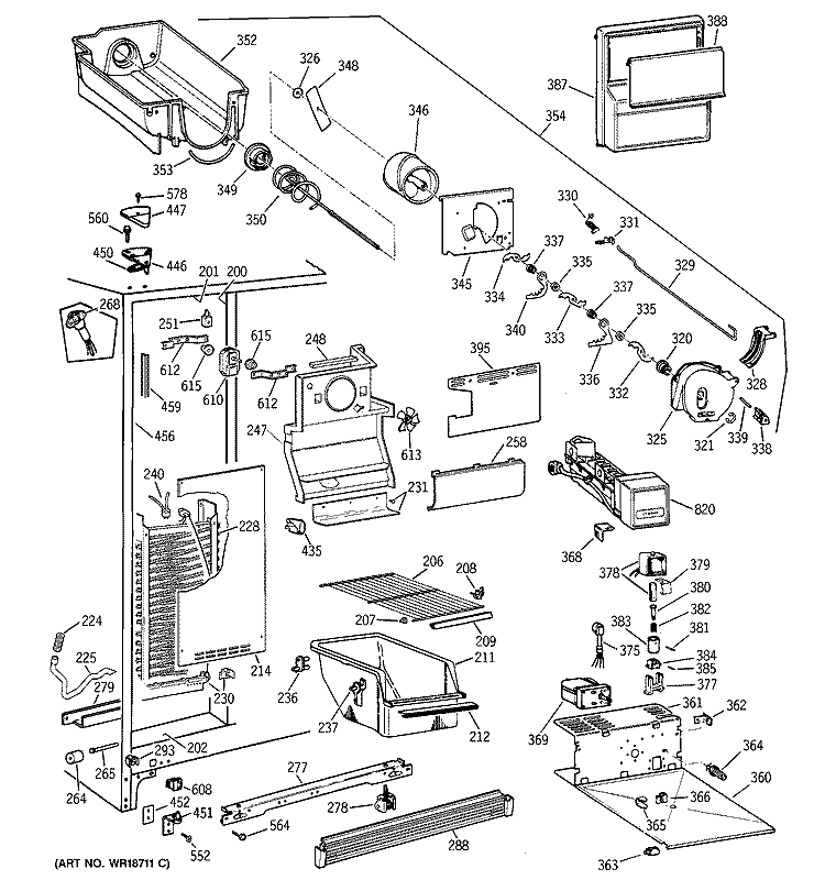 FREEZER SECTION Diagram and Parts List for CST25GRBEAA  Hotpoint Refrigerator