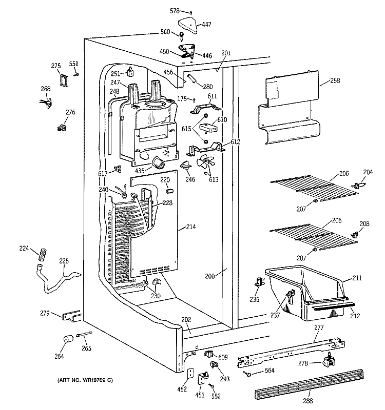 FREEZER SECTION Diagram and Parts List for CSX19LABEWH  Hotpoint Refrigerator