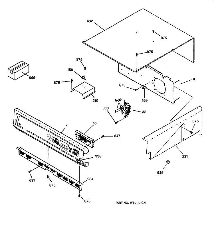 CONTROL PANEL Diagram and Parts List for JKP18AA1AA  General Electric Wall Oven