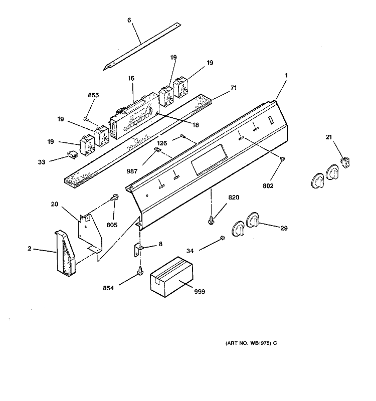 CONTROL PANEL Diagram and Parts List for JDC27GV1BG  General Electric Range