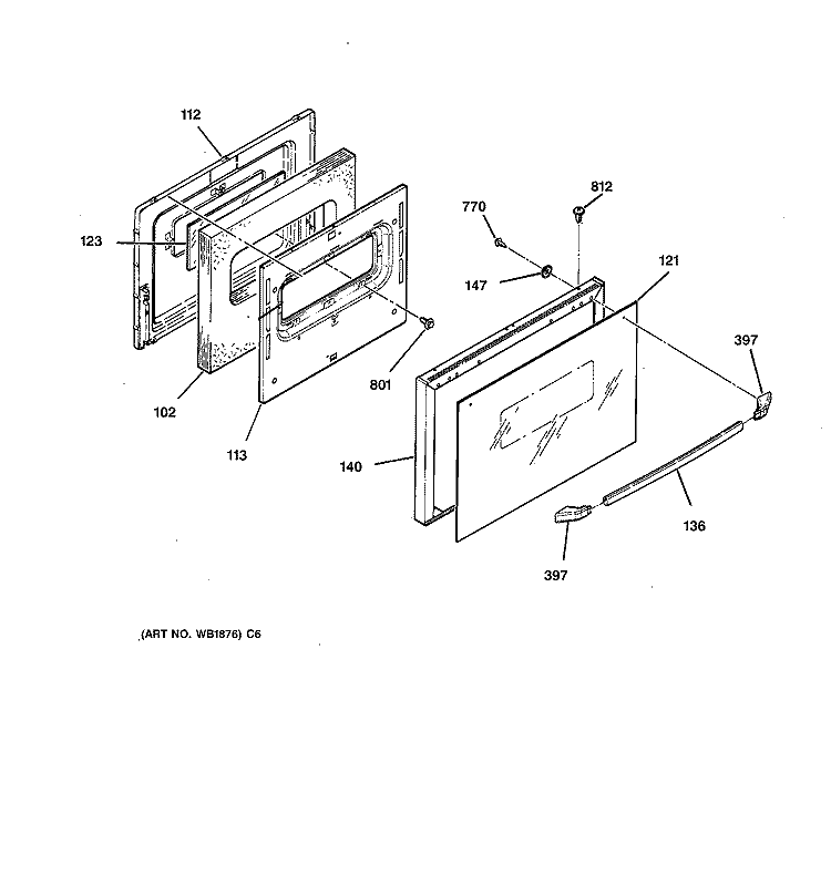 DOOR Diagram and Parts List for JDC27GV1BG  General Electric Range