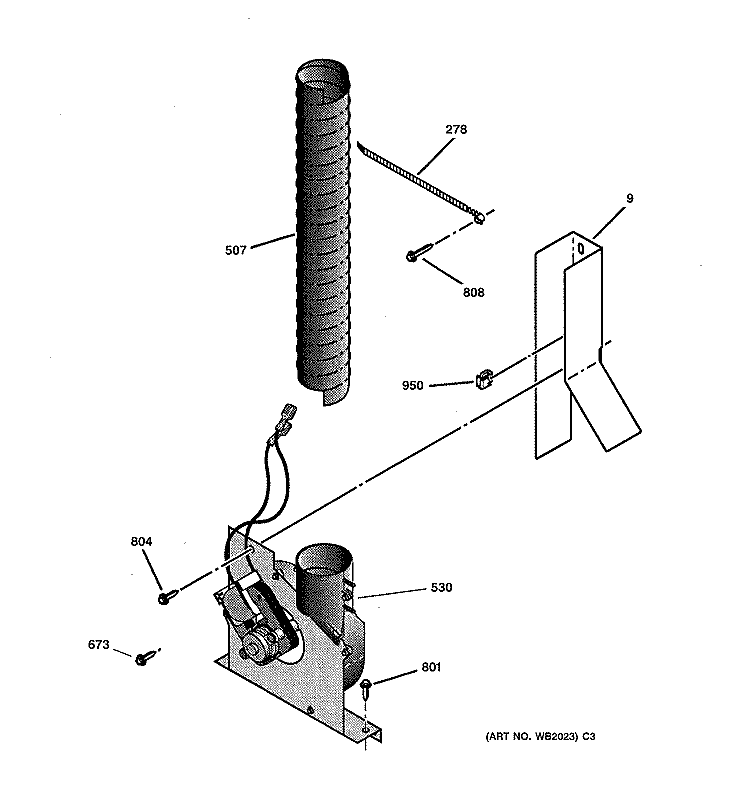 BLOWER Diagram and Parts List for JSP26BW3WH  General Electric Range