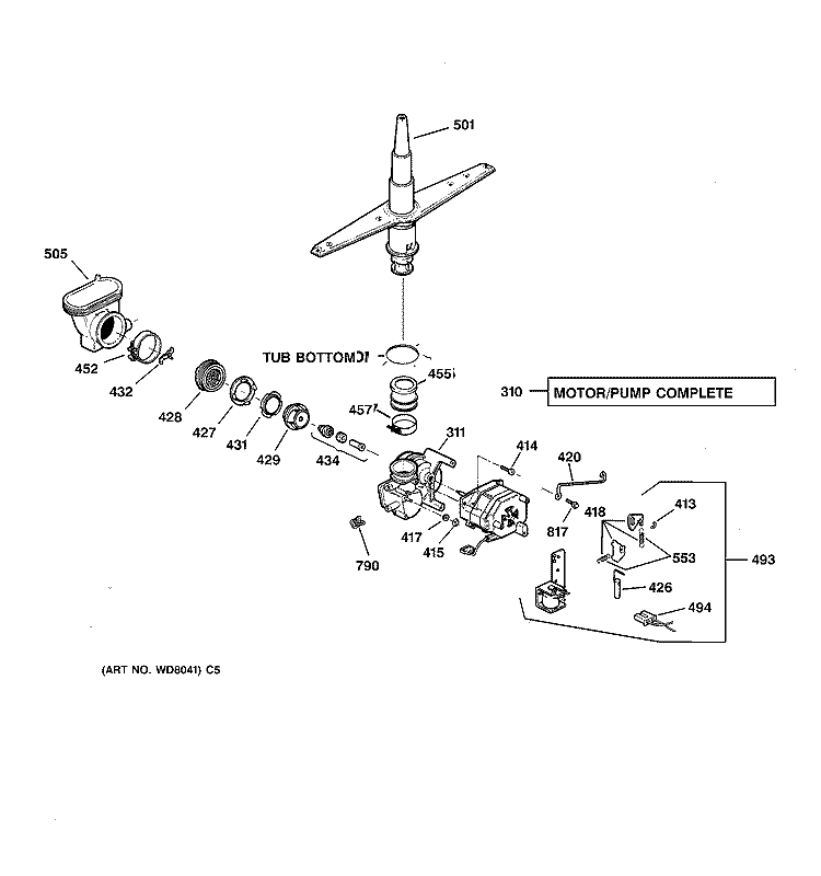 MOTOR - PUMP MECHANISM Diagram and Parts List for GSD3715D00AA  General Electric Dishwasher