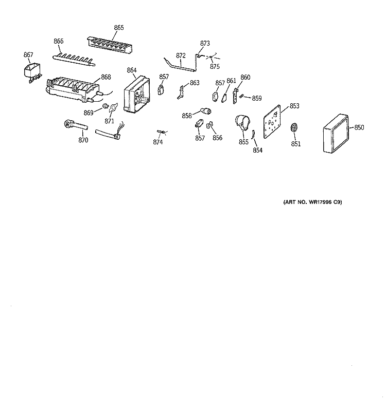 ICEMAKER WR30X0327 Diagram and Parts List for ZIS36NCA  General Electric Refrigerator