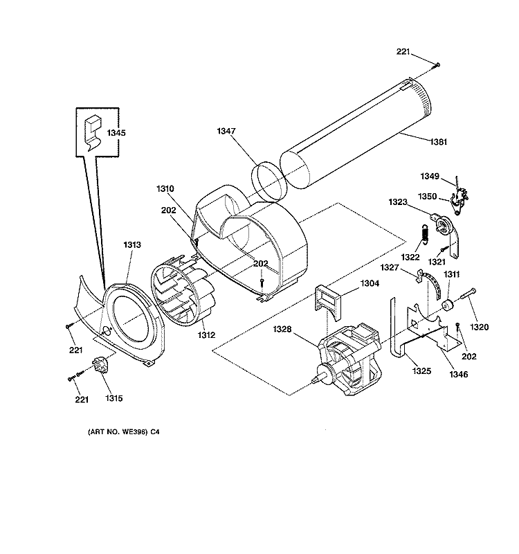 MOTOR Diagram and Parts List for DCB330EY0AC  General Electric Dryer
