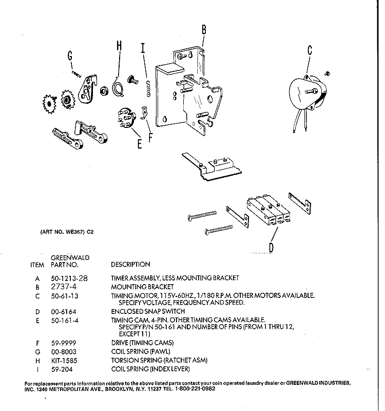 TIMER ASSEMBLY Diagram and Parts List for DCB330EY0AC  General Electric Dryer