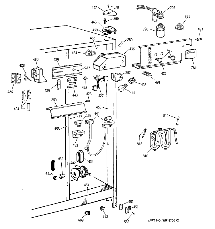 FRESH FOOD SECTION Diagram and Parts List for TFX22XPDAWW  General Electric Refrigerator