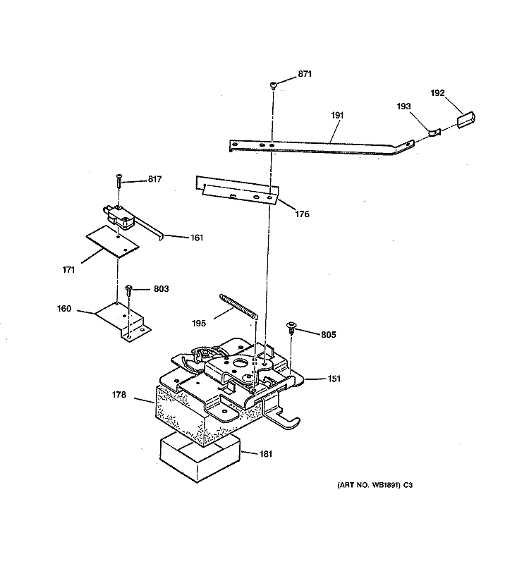 DOOR LOCK Diagram and Parts List for JBP58LY1WH  General Electric Range