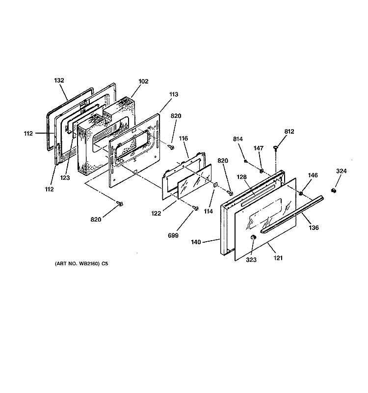 DOOR Diagram and Parts List for JBP62BY2AD  General Electric Range