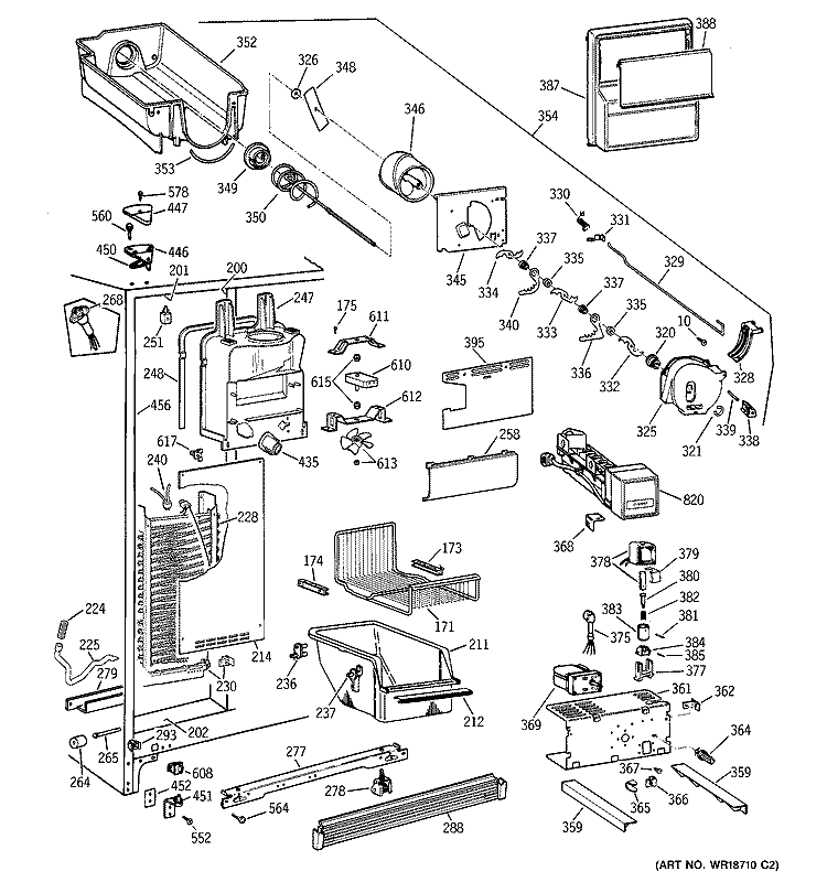 FREEZER SECTION Diagram and Parts List for TFX26VPDAWW  General Electric Refrigerator