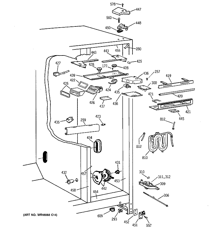 FRESH FOOD SECTION Diagram and Parts List for TPG21JRDABB  General Electric Refrigerator