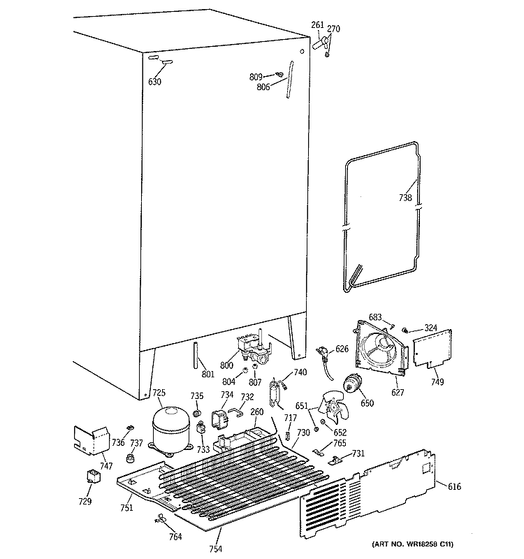 UNIT PARTS Diagram and Parts List for TPG21JRDABB  General Electric Refrigerator