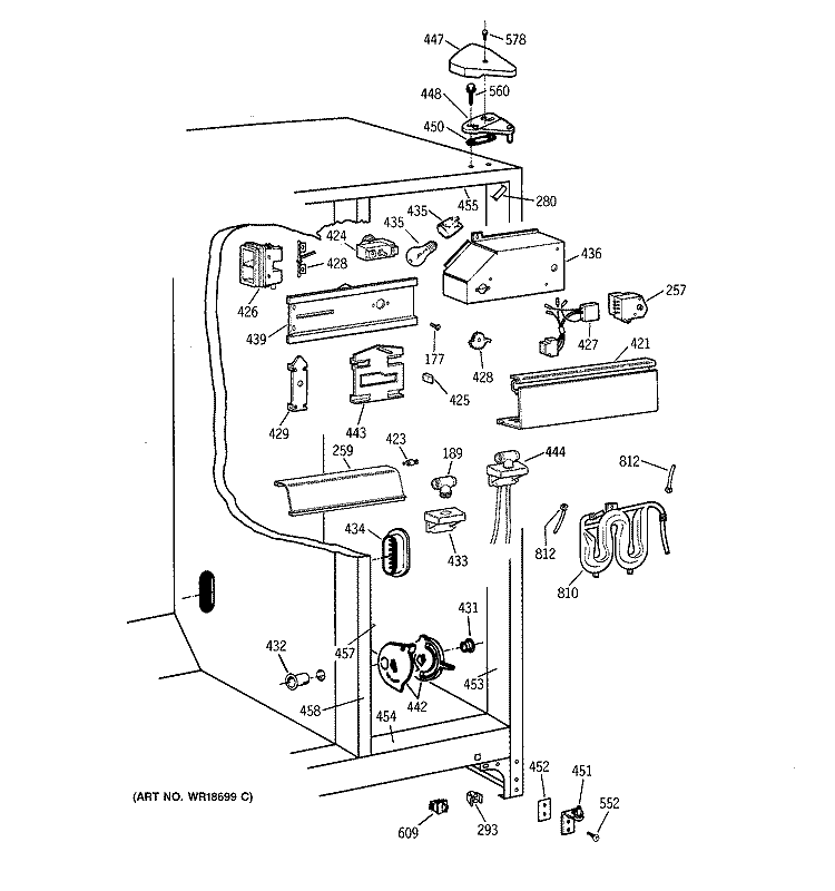 FRESH FOOD SECTION Diagram and Parts List for TFX22CRDABB  General Electric Refrigerator