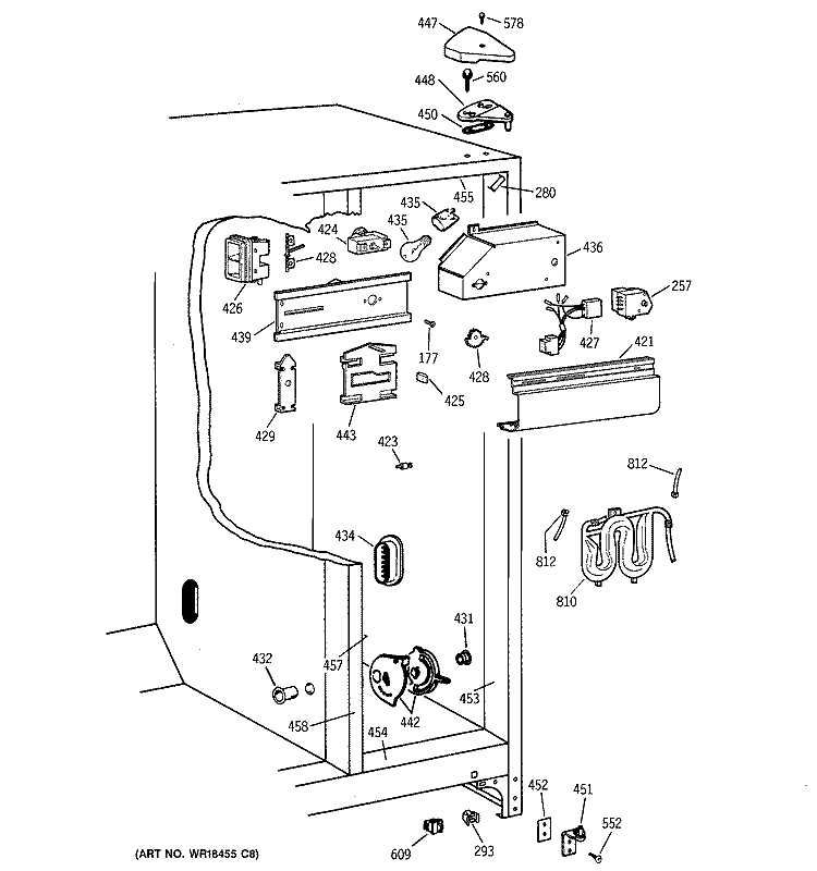 FRESH FOOD SECTION Diagram and Parts List for TFX22KRDAWW  General Electric Refrigerator