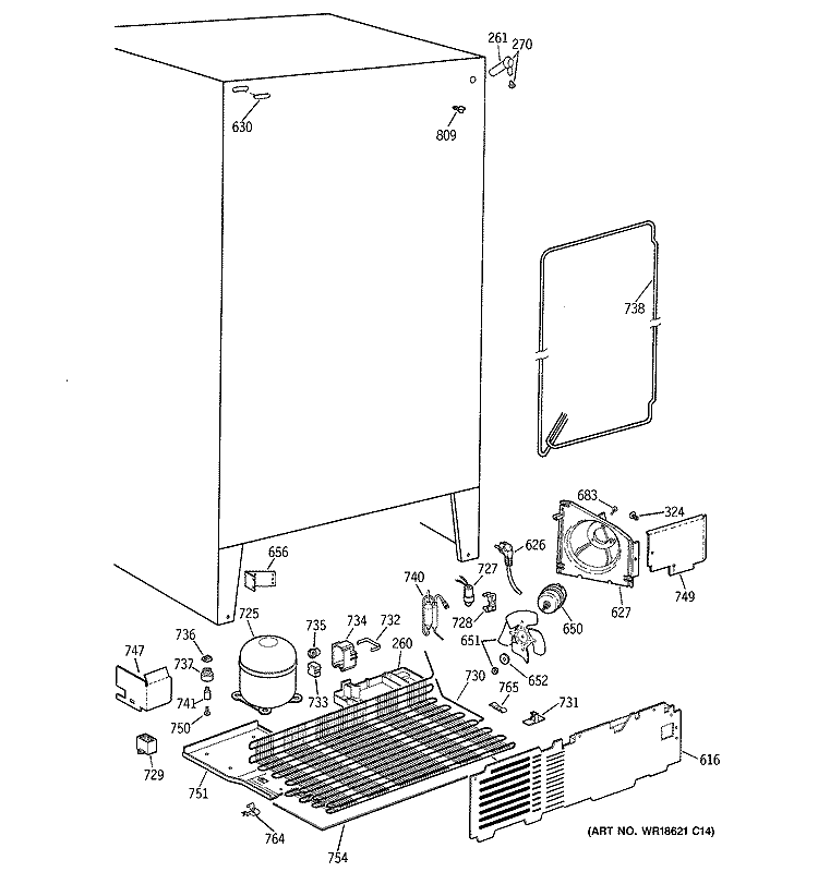UNIT PARTS Diagram and Parts List for CSK20GABEAD  Hotpoint Refrigerator