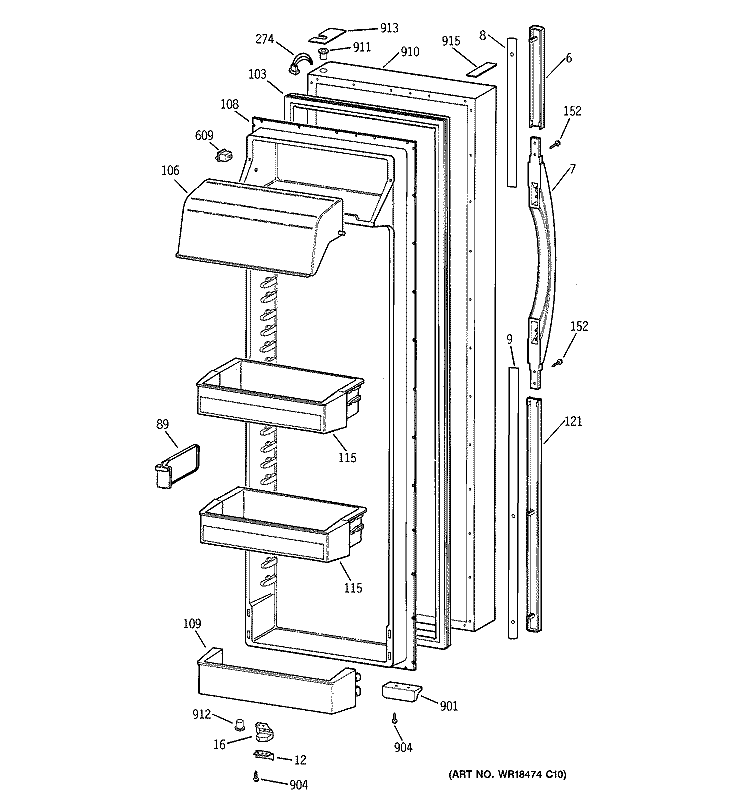 FRESH FOOD DOOR Diagram and Parts List for CSK30DRBEAA  Hotpoint Refrigerator