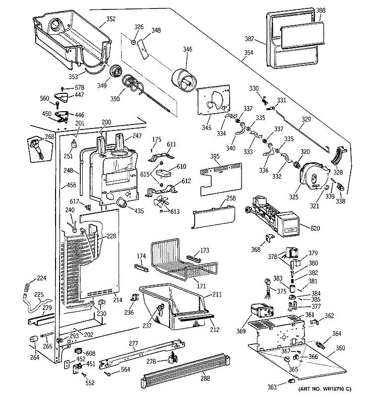 FREEZER SECTION Diagram and Parts List for CSM25MRCEWW  Hotpoint Refrigerator