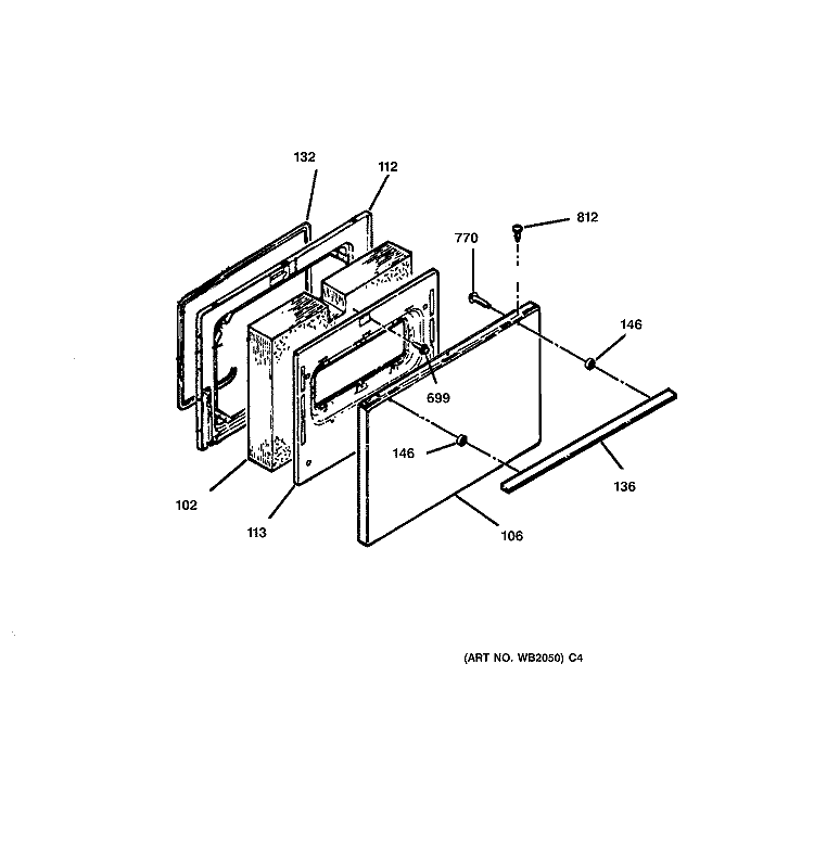 DOOR Diagram and Parts List for RB754PY3WH  Hotpoint Range