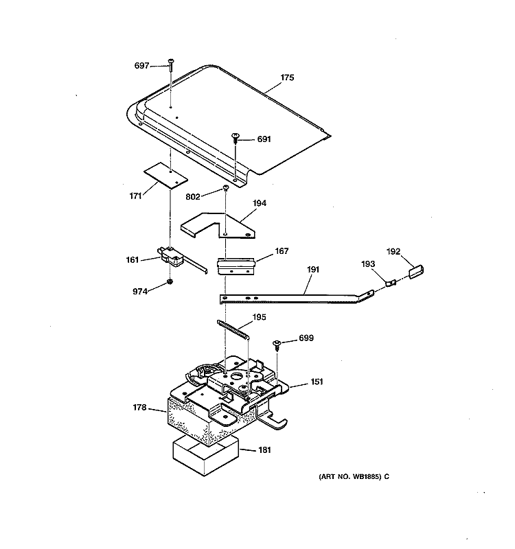 DOOR LOCK Diagram and Parts List for RB754GY3AD  Hotpoint Range