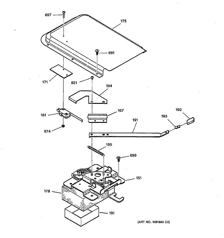 DOOR LOCK Diagram and Parts List for RB754Y3WH  Hotpoint Range