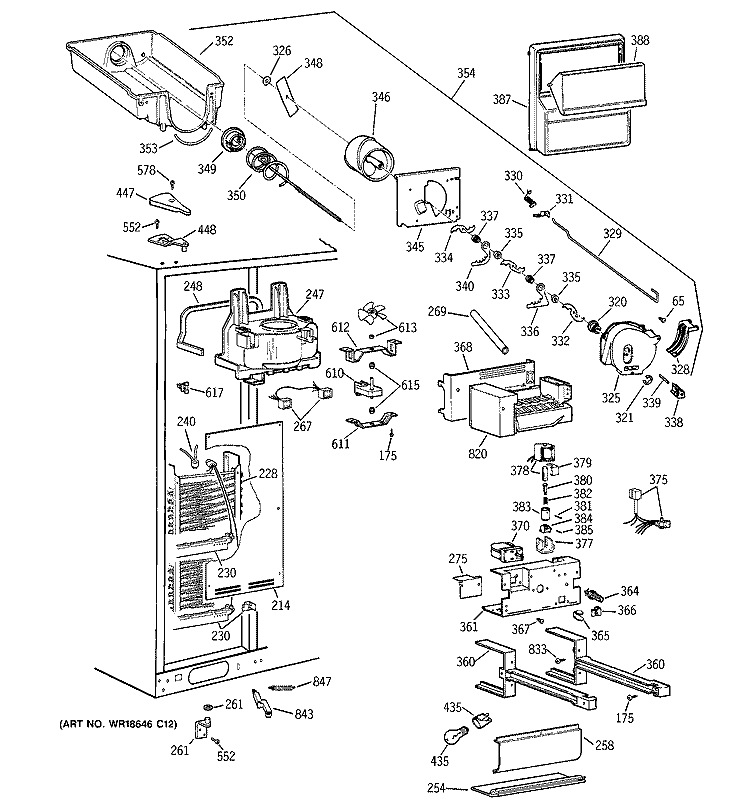 FREEZER SECTION Diagram and Parts List for CSG28DHCGWW  Hotpoint Refrigerator
