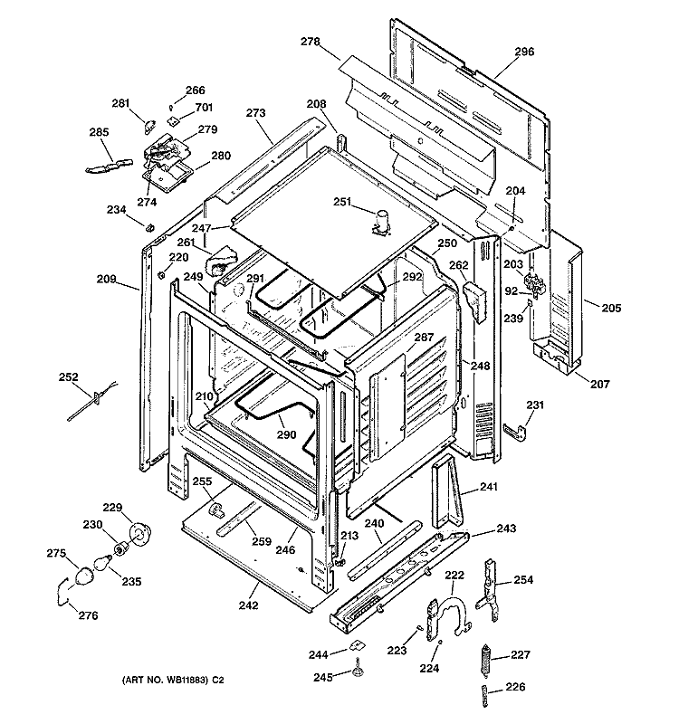 BODY PARTS Diagram and Parts List for RB753BC1WH  Hotpoint Range