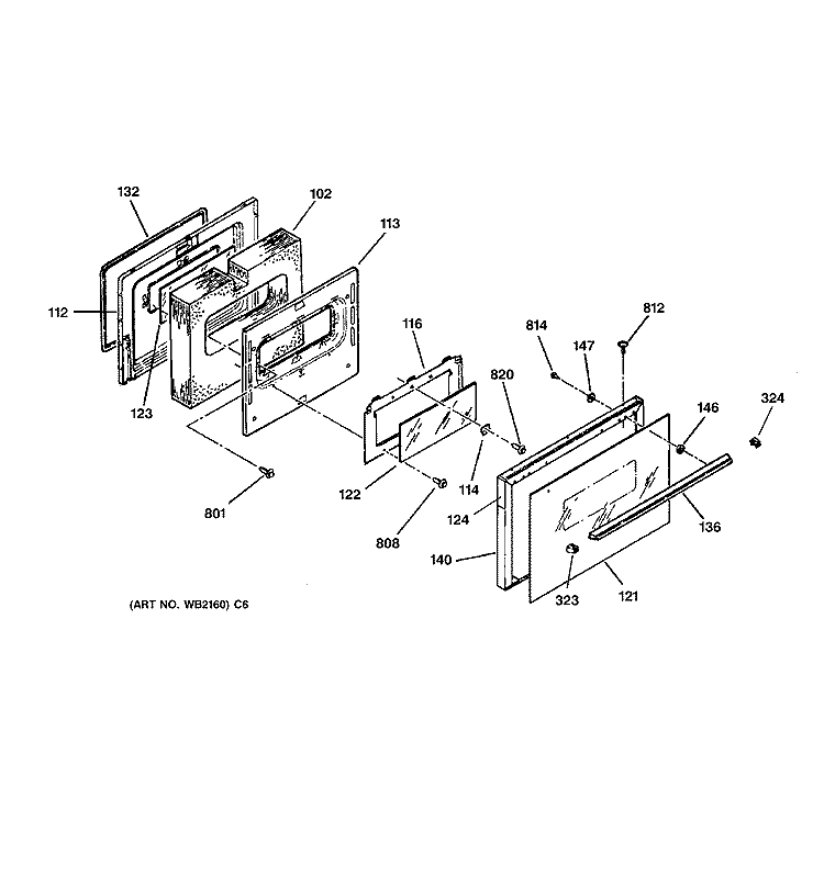 DOOR Diagram and Parts List for RB787GY3BB  Hotpoint Range