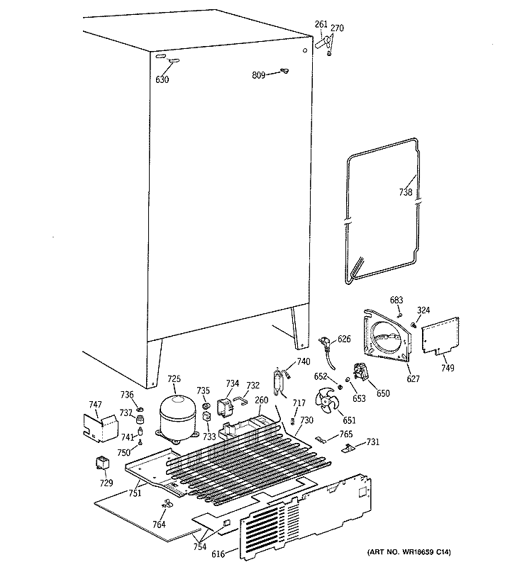 UNIT PARTS Diagram and Parts List for MSZ20GABEWW  General Electric Refrigerator