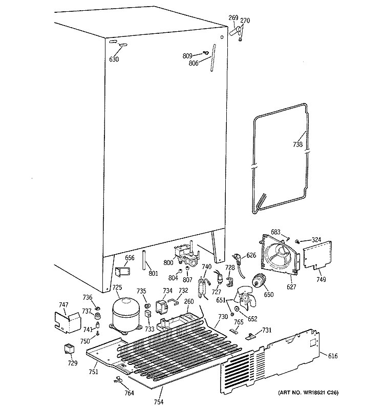 UNIT PARTS Diagram and Parts List for MSK22GRBEAD  General Electric Refrigerator