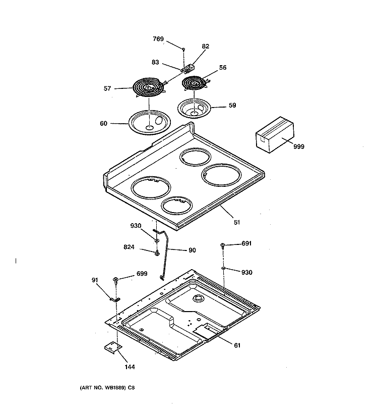 COOKTOP Diagram and Parts List for LEB326GT5WH  General Electric Range