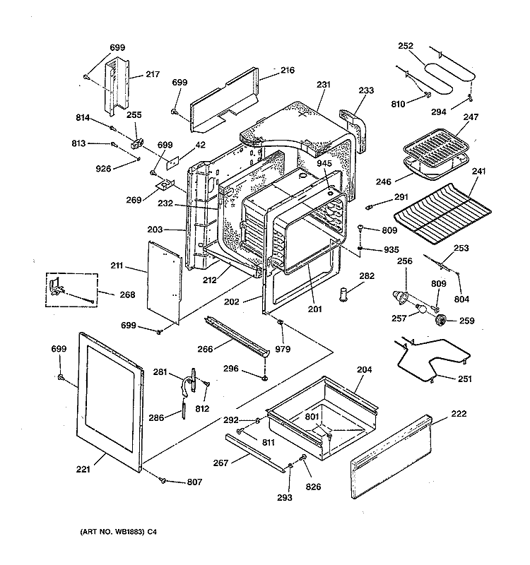 BODY PARTS Diagram and Parts List for LEB326GT5WH  General Electric Range
