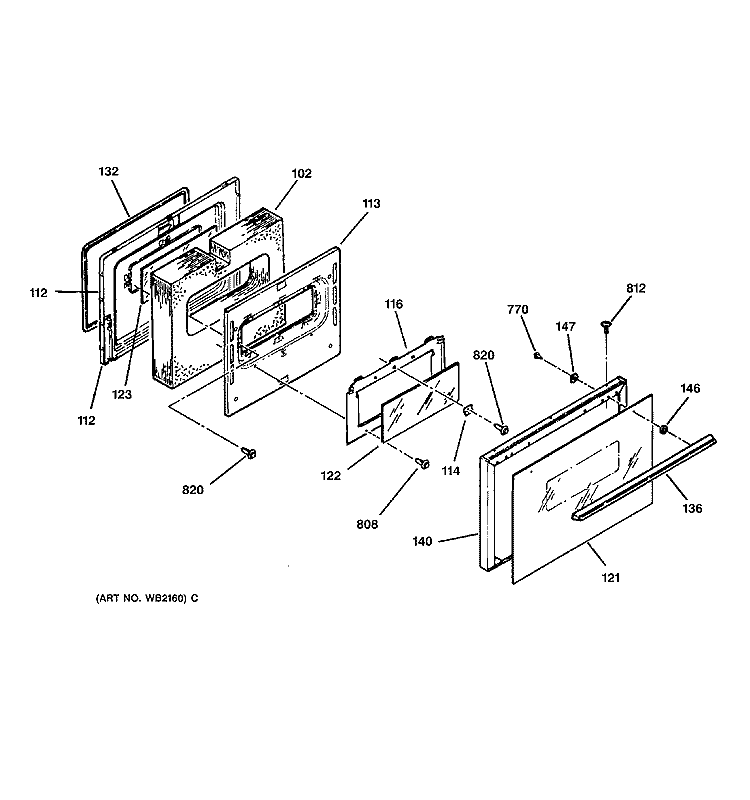 DOOR Diagram and Parts List for LEB326GT5WH  General Electric Range