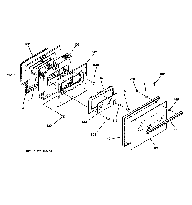 DOOR Diagram and Parts List for LEB356WY3WW  General Electric Range