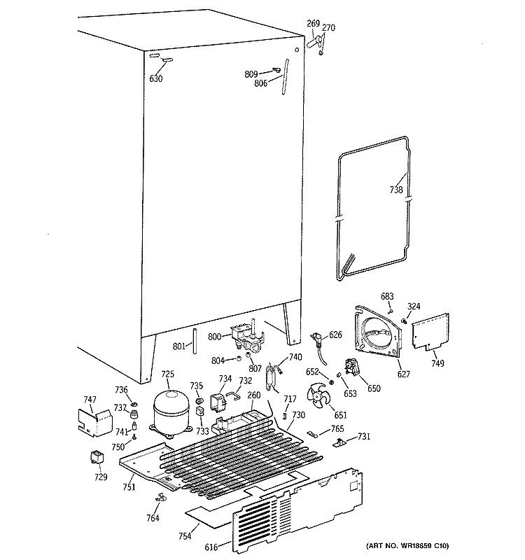 UNIT PARTS Diagram and Parts List for MSZ20GWCEWW  General Electric Refrigerator