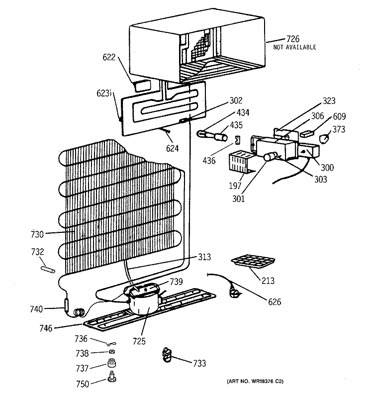 UNIT PARTS Diagram and Parts List for TDX11SNXDRWH  General Electric Refrigerator