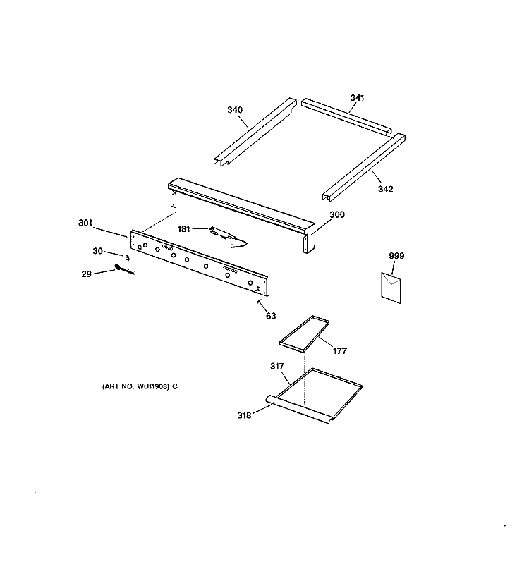 ESCUTCHEON & TRIM Diagram and Parts List for ZGU48L4GWSS  General Electric Cooktop