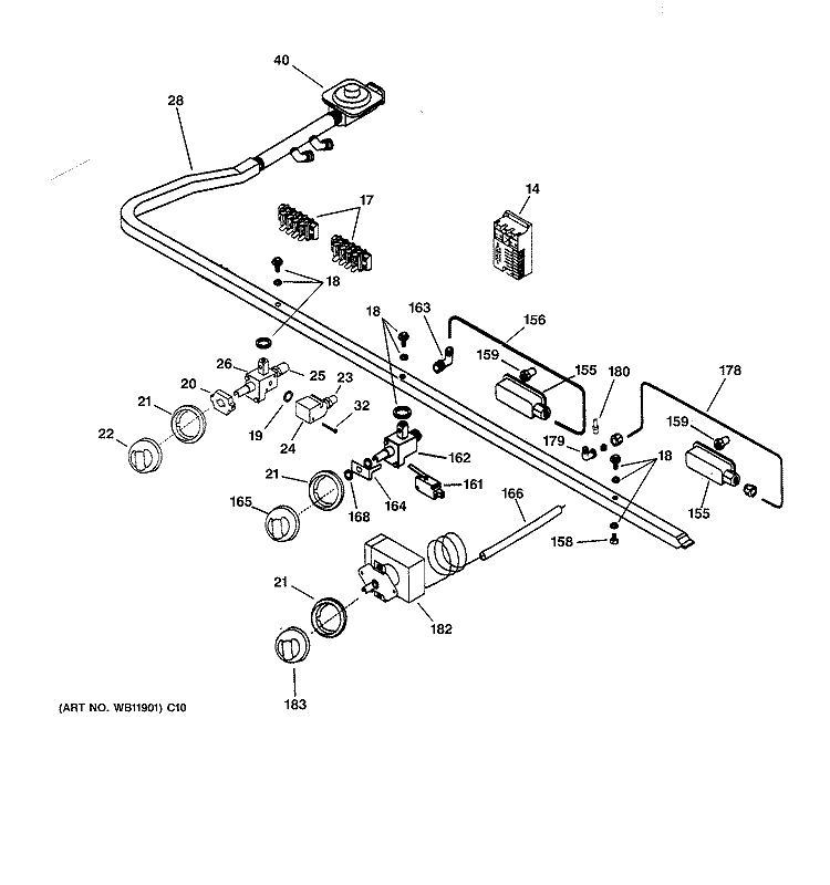 MANIFOLD & CONTROLS Diagram and Parts List for ZGU48L4GWSS  General Electric Cooktop