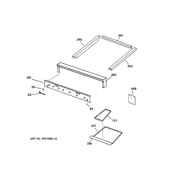 ESCUTCHEON & TRIM Diagram and Parts List for ZGU36L4RYSS  General Electric Cooktop