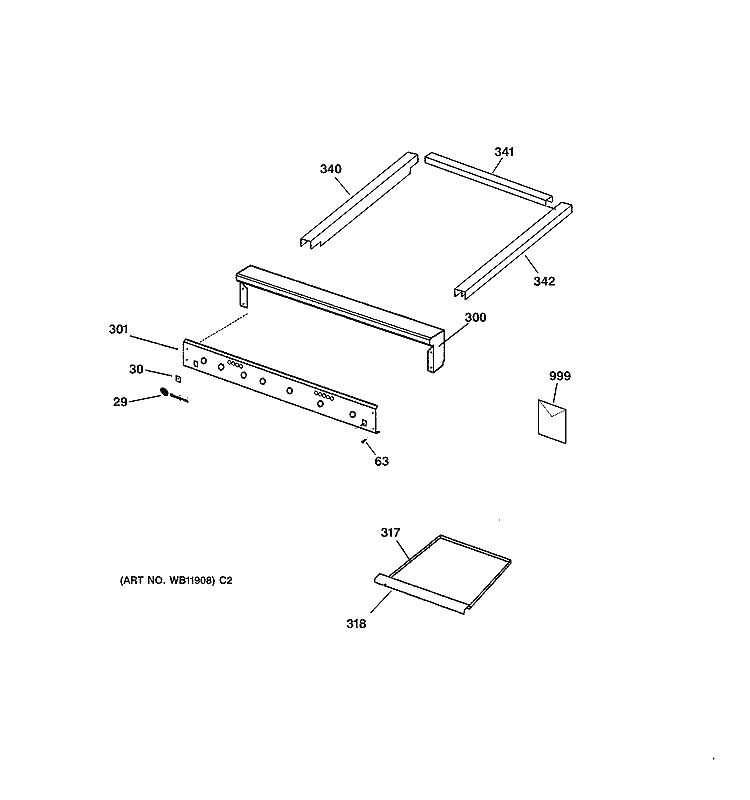 ESCUTCHEON & TRIM Diagram and Parts List for ZGU36N6YSS  General Electric Cooktop
