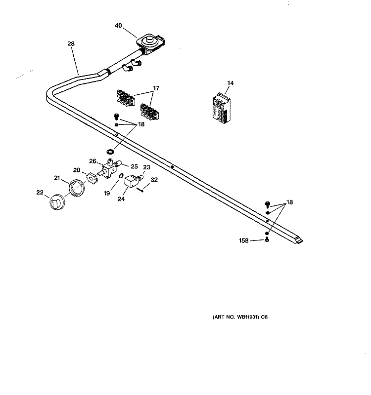 MANIFOLD & CONTROLS Diagram and Parts List for ZGU36N6YSS  General Electric Cooktop
