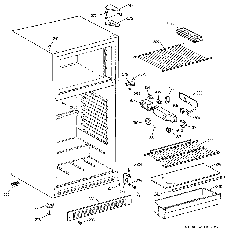 CABINET Diagram and Parts List for TDX9SNYCRWH  General Electric Refrigerator
