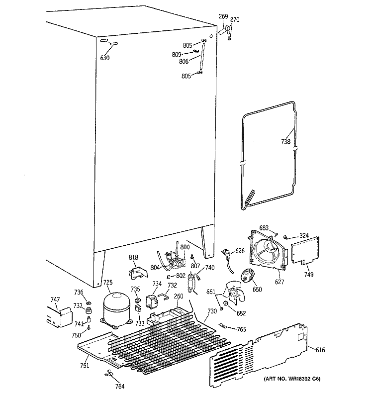 UNIT PARTS Diagram and Parts List for CSX22BCBBWH  Hotpoint Refrigerator