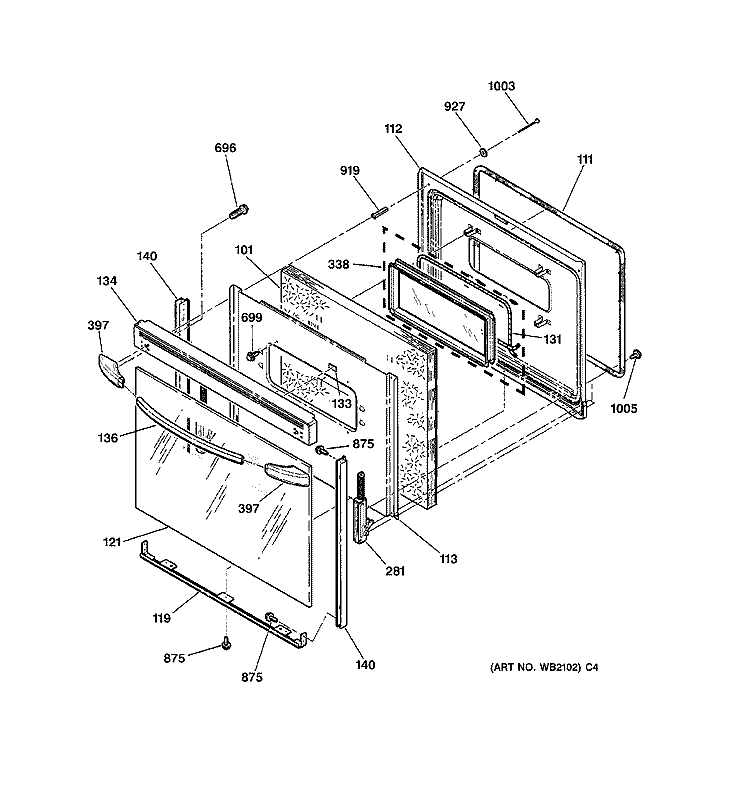 DOOR Diagram and Parts List for JBP66WB1WW  General Electric Range