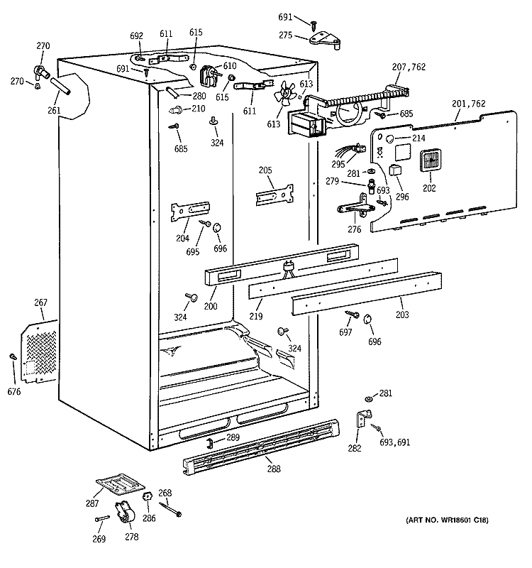 CABINET Diagram and Parts List for CTX18GACCRAA  Hotpoint Refrigerator