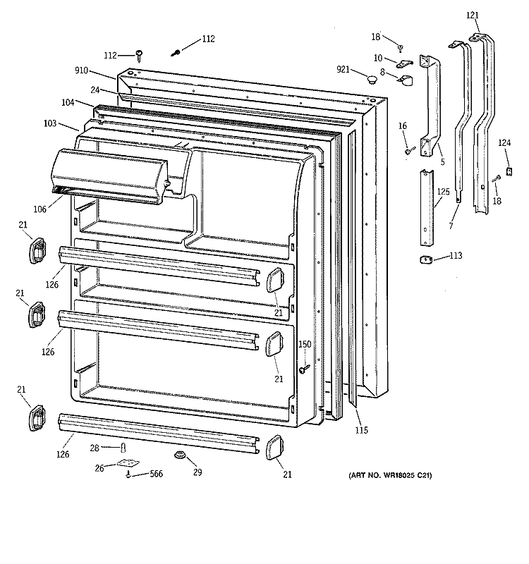 FRESH FOOD DOOR Diagram and Parts List for CTX21GICBRAA  Hotpoint Refrigerator